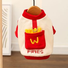 Dog Carrot Rabbit Lapel Sweater Thin Clothes (Option: Beige Fries-XL)